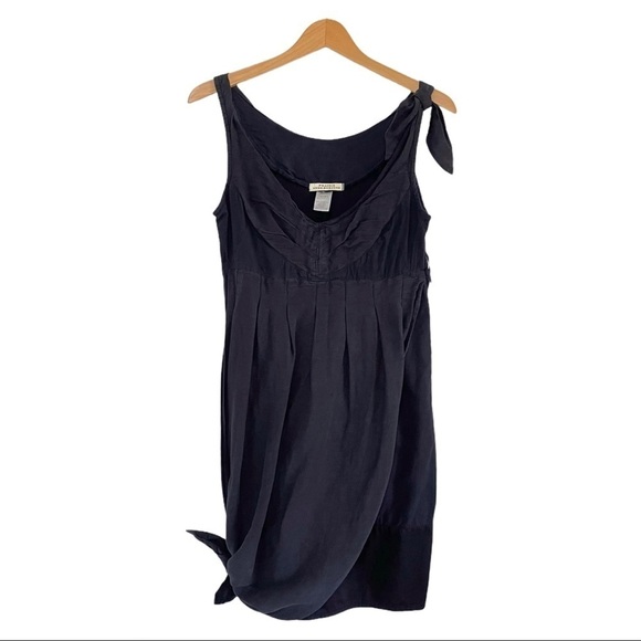 Prairie Underground Hemp Silk Blend Sleeveless Tie Hem Mini Dress Washed Black - Picture 1 of 16